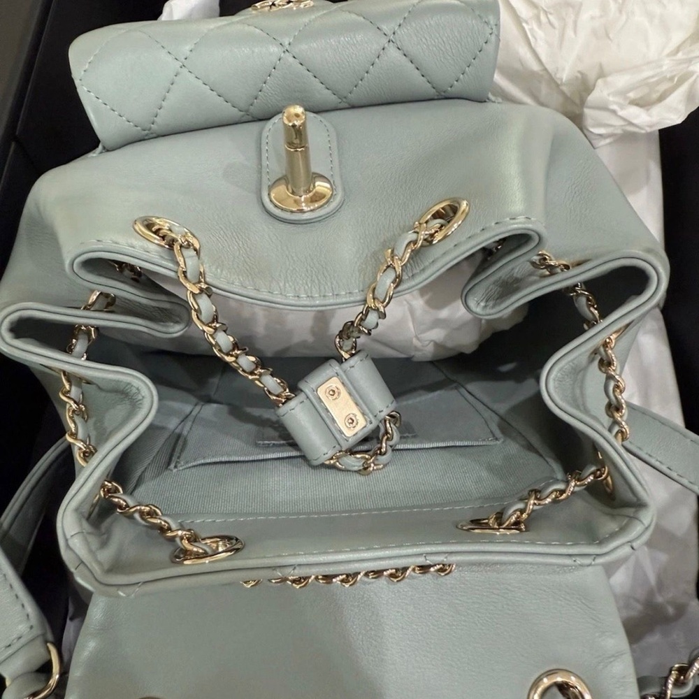NEW CHANEL Light Blue Duma Lambskin Backpack - Picture 3 of 14